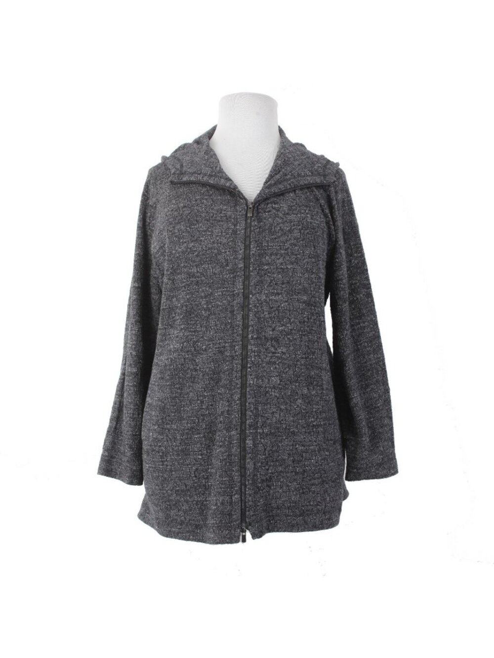 Eileen Fisher Jacket $328 Sz 2X Charcoal Hooded Pockets Cotton Jacket